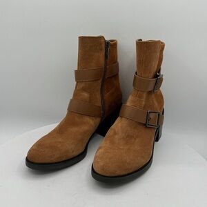 Donald Pliner Darby Womens Suede Ankle Boot Color Saddle Size 7‎ NWOB